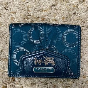 Small Madison Coach Wallet in Teal. Bi-fold